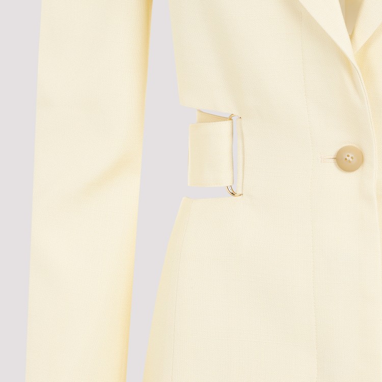 Shop Jacquemus La Robe Bari Pale Yellow Viscose Mini Dress In Neutrals