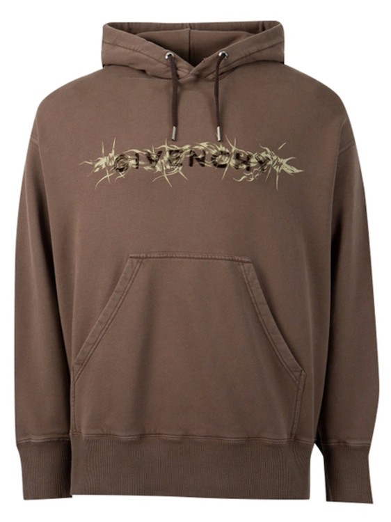 Shop Givenchy Logo Hooded Sweatshirt In Brown
