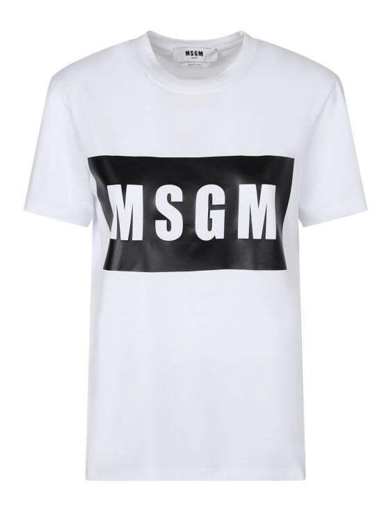 Msgm Box Logo T-shirt In White In White