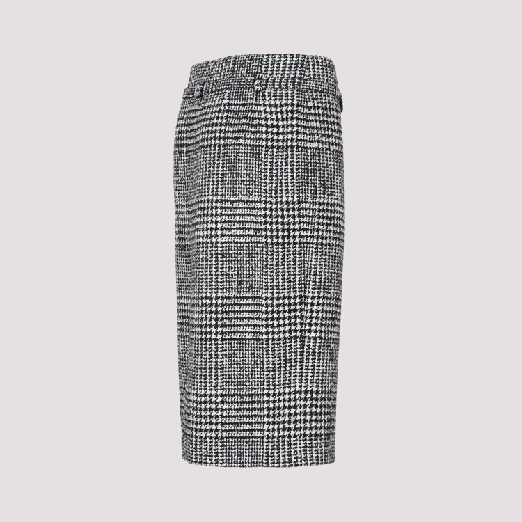 Shop Tom Ford Prince Of Wales Chalk Black Virgin Wool Skirt In Grey