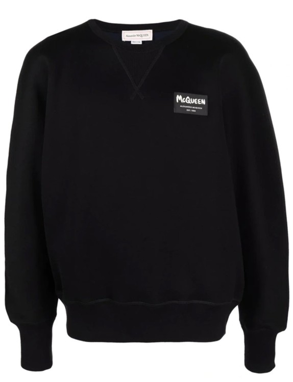 Shop Alexander Mcqueen Cotton Logo Sweatshirt In Black