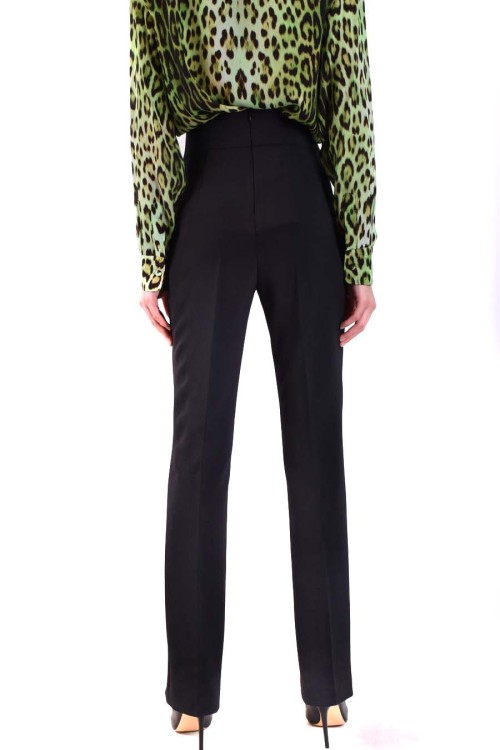 Pinko High-waisted Front-slit Trousers In Black
