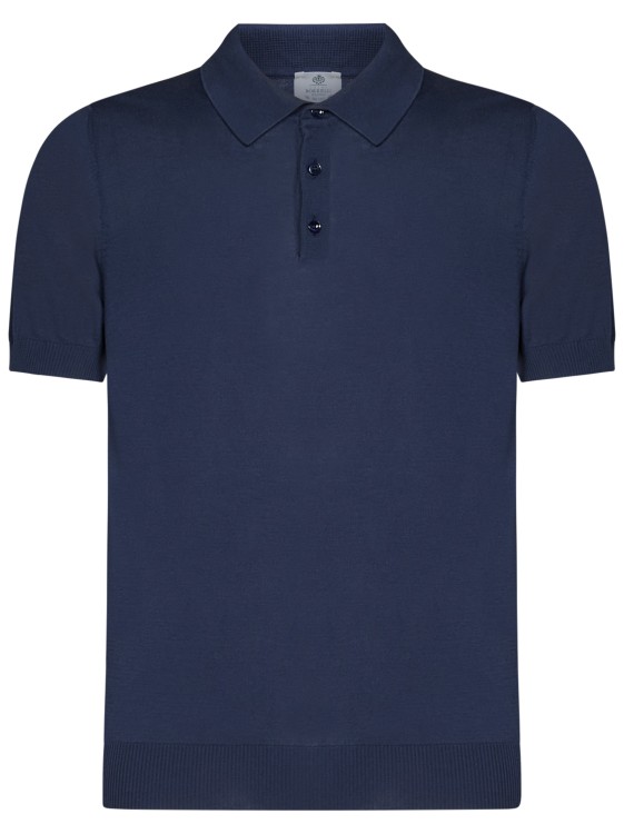 Shop Luigi Borrelli Navy Blue Short-sleeved Polo Shirt