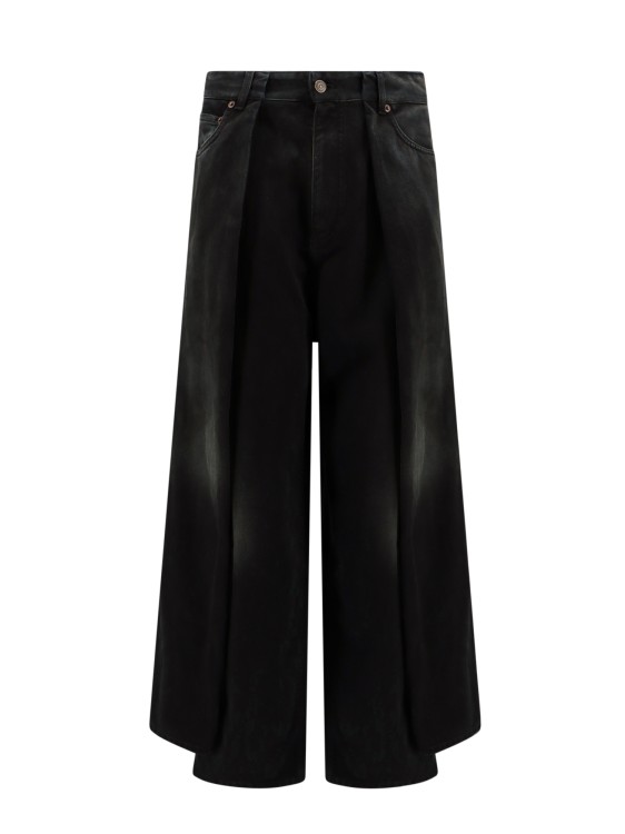 Shop Balenciaga Double Side Unisex Grey Denim Trouser In Black