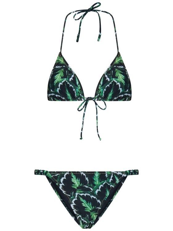 Shop Reina Olga Leaf-printed Green Econyl Bikini