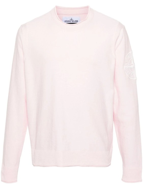 Stone Island Compass Cotton Jumper In Pink
