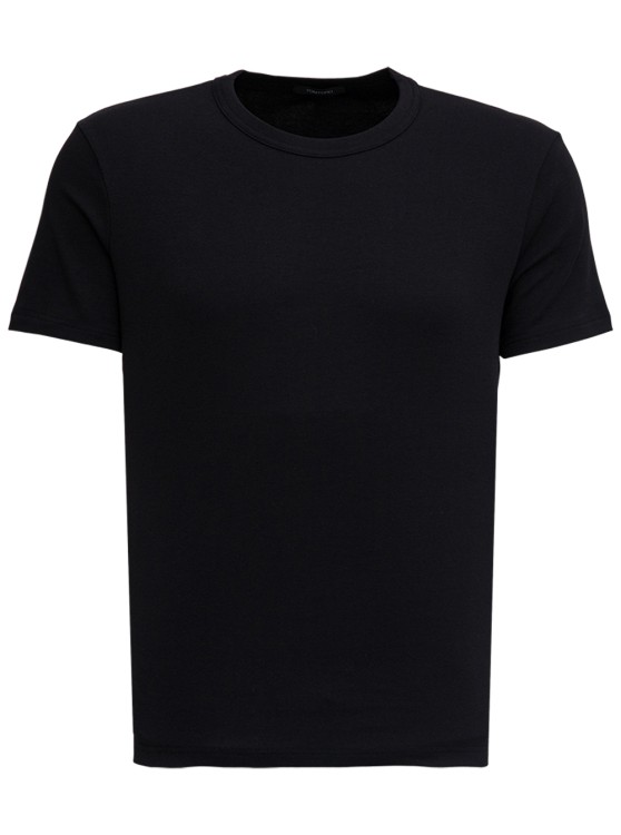 Shop Tom Ford Black Stretch Cotton Crew Neck T-shirt