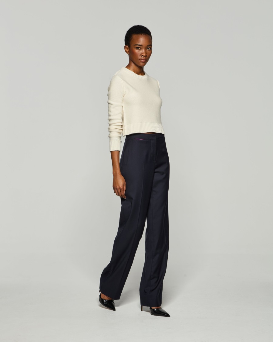 Serena Bute Wool Tapered Trouser - Navy In Blue
