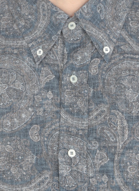 Shop Brunello Cucinelli Paisley Pattern Shirt In Blue