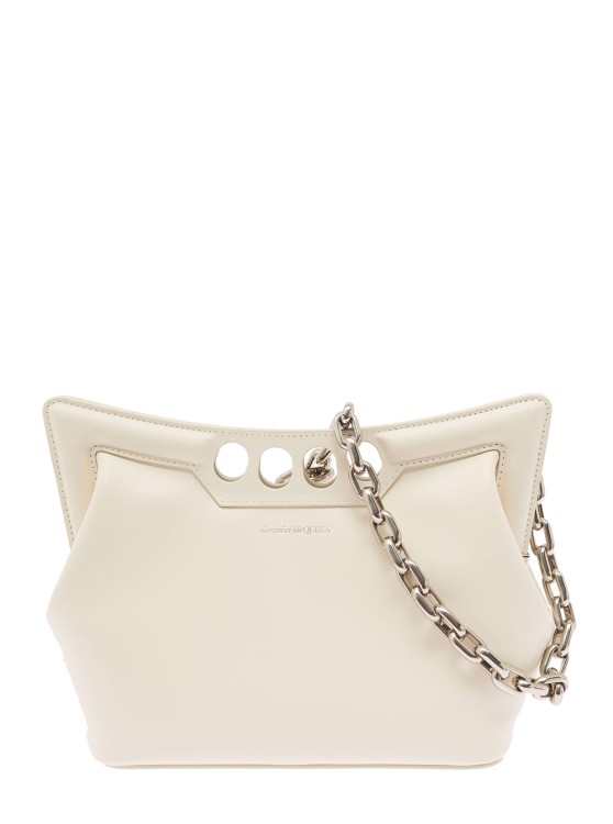 Alexander Mcqueen White The Peak Small Tote Bag In White Leather In Neutrals