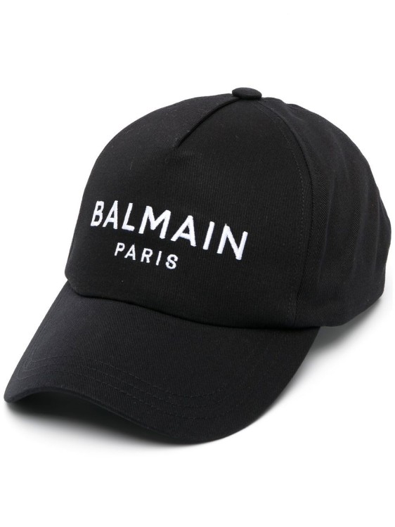 Balmain Logo Cotton Twill Baseball Cap In Black