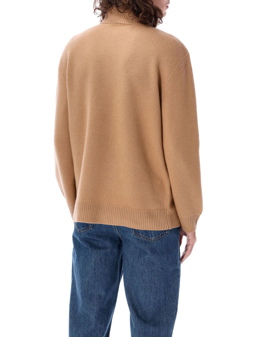Apc Logo Wool Knit Turtleneck Sweater In Neutrals