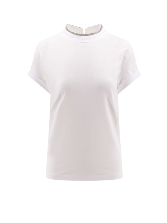 Brunello Cucinelli Cotton T-shirt With Iconic Jewel Application In White