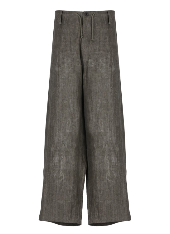 Shop Yohji Yamamoto Dark Greypour Homme Linen Trousers