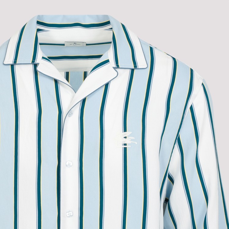 Shop Etro Striped Bowling Viscose Shirt In White