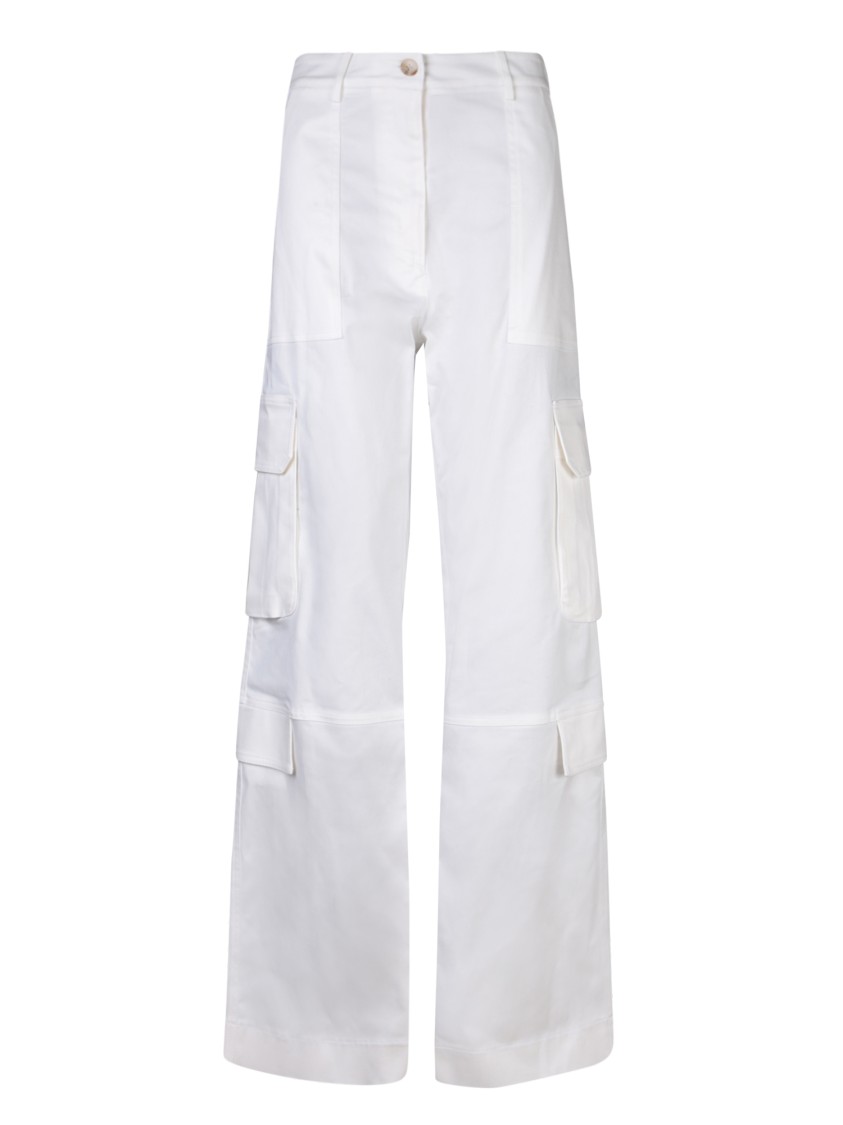 Blanca Vita White Cotton Blend Trousers In White