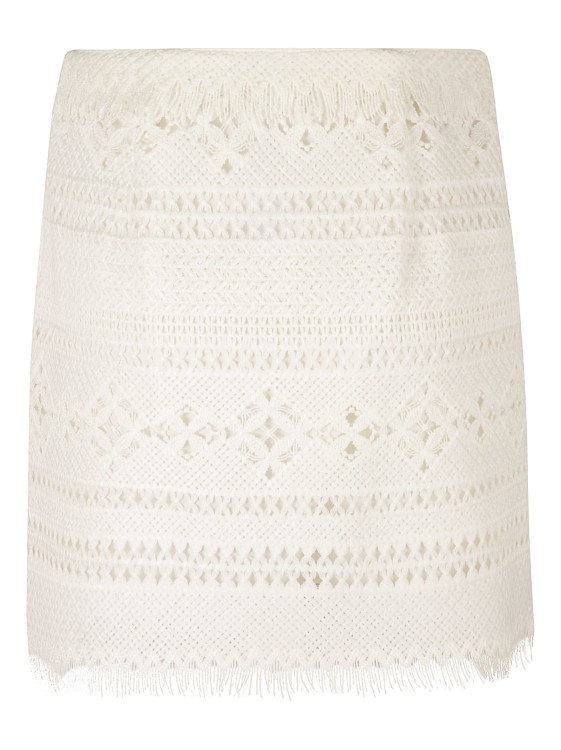 Shop Ermanno Scervino White Crochet Fringe Skirt