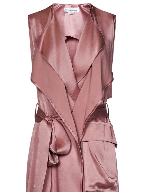 Shop Victoria Beckham Satin Trench Dress In Pink