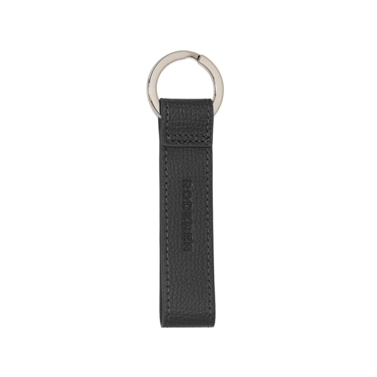 Shop Roderer Award Loop Key Ring - Italian Leather Black In Grey