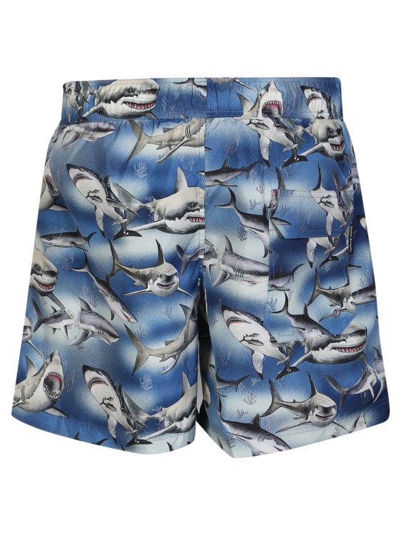 Shop Palm Angels Blue Shark Swim Shorts