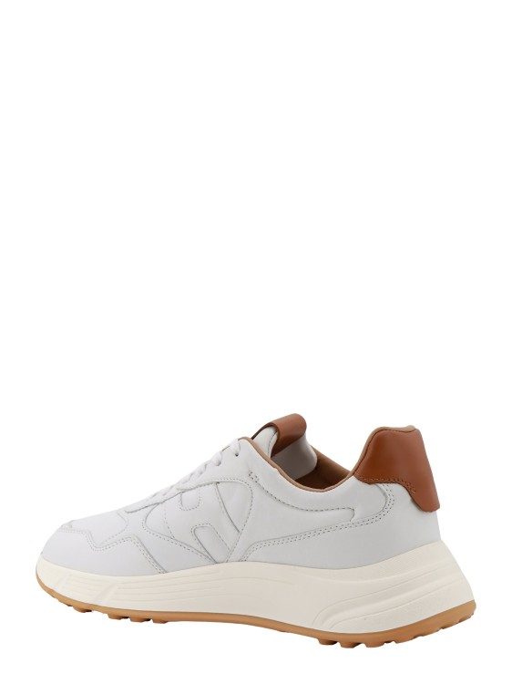 Shop Hogan Leather Sneakers With Stitched Logo In White