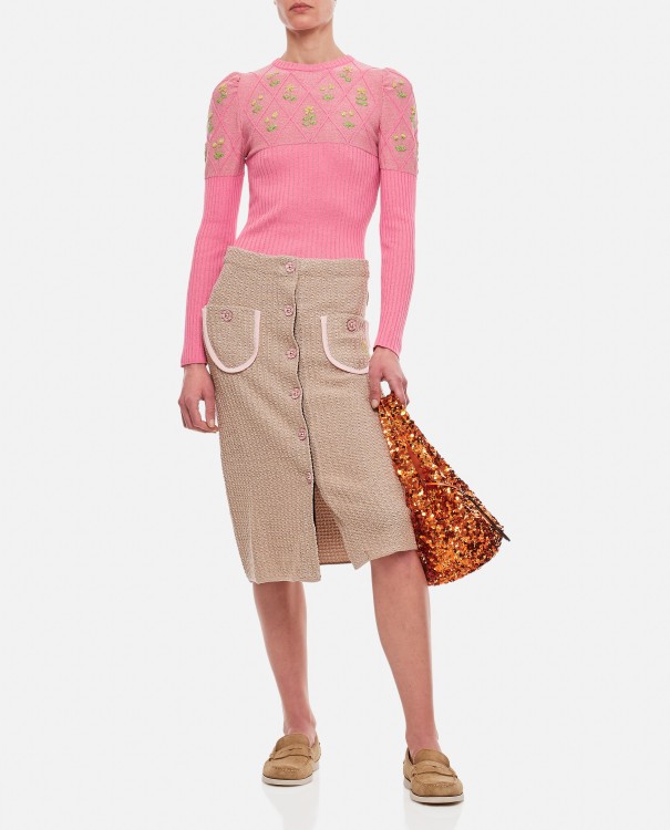 Cormio Lucia Cotton Midi Skirt In Neutrals