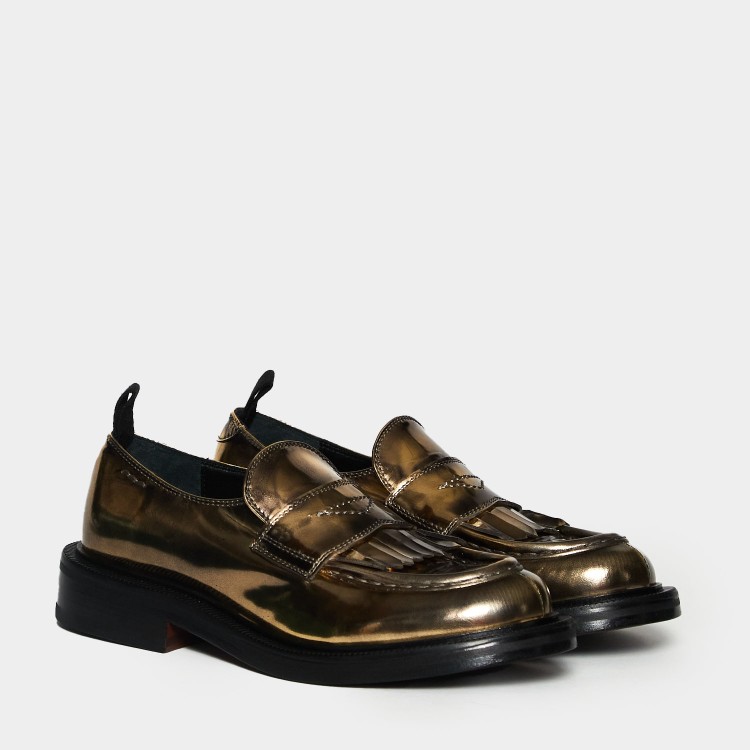 Shop Alexander Hotto Moccasin 6461 In Gold Leather In Black
