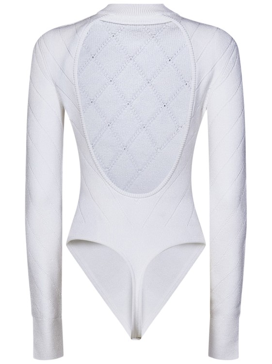 Shop Balmain White Knit Bodysuit