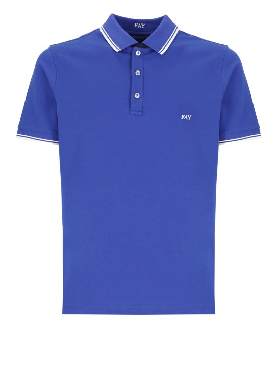 Fay Logoed Polo In Blue
