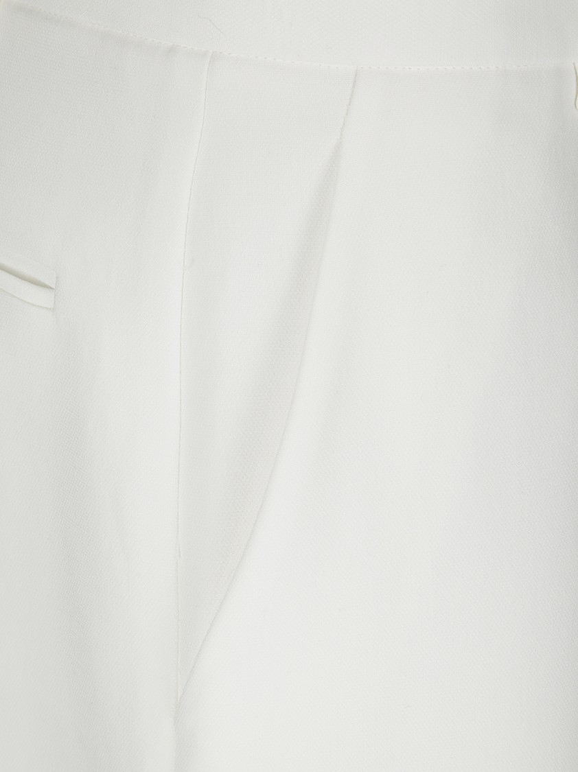 Khaite Classic Viscose Trousers With Hook And Zip Closure In White