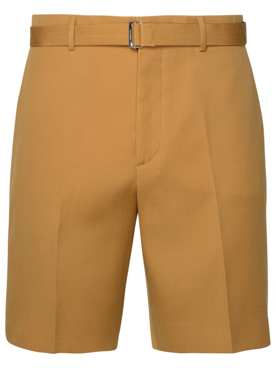 Shop Lanvin Desert Wool Bermuda Shorts In Brown