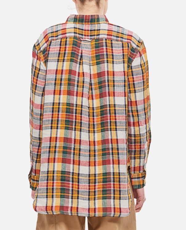 Shop Polo Ralph Lauren Linen Checkered Shirt In Brown