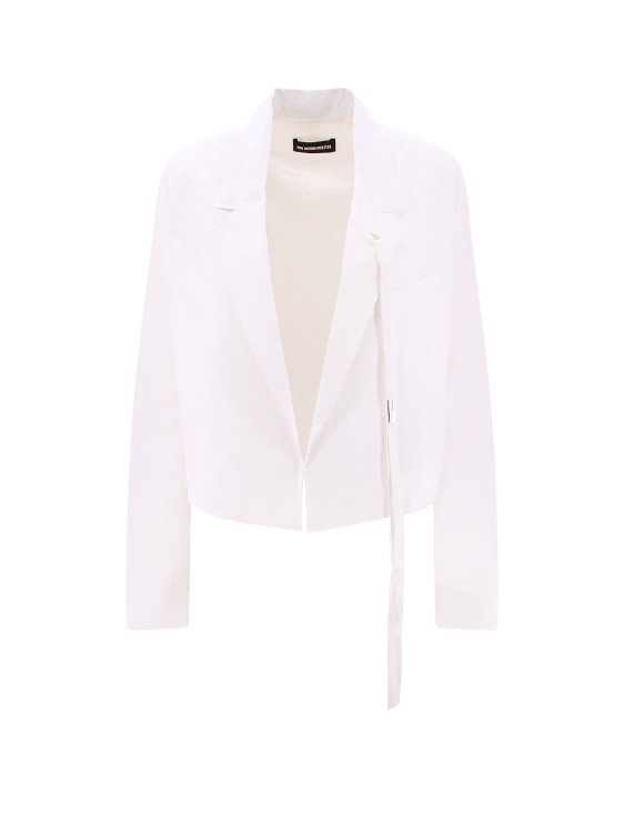 Shop Ann Demeulemeester Crop Fit Cotton Blazer In White