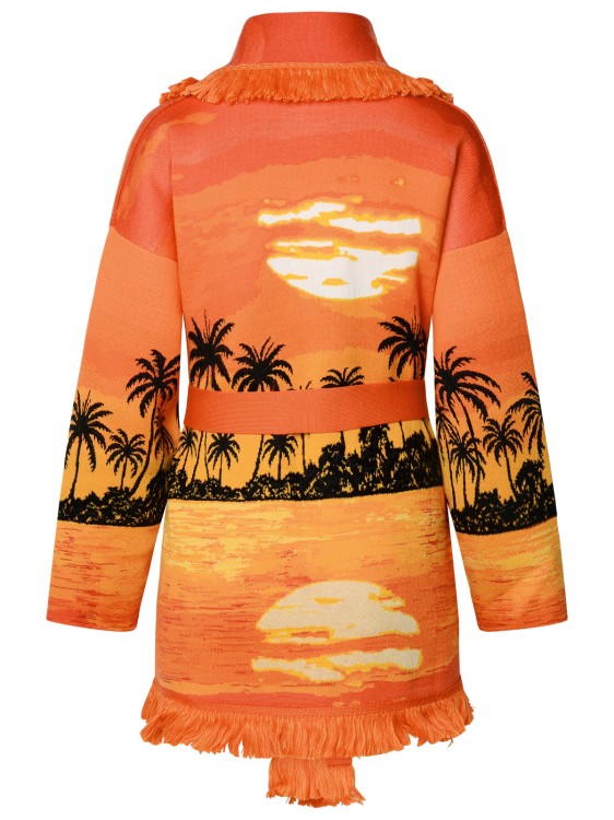 Shop Alanui Kerala Sunset' Orange Wool Blend Cardigan