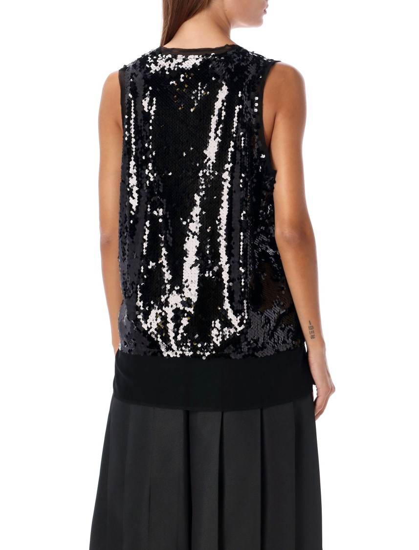 Comme Des Garçons Sequin Tank Top In Black