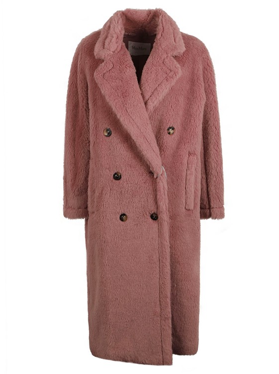 Shop Max Mara Double-breasted Fleece Coat In Brown