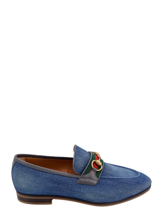 Shop Gucci Denim Loafer With Iconic Frontal Horsebit In Blue