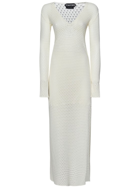 Shop Tom Ford Off-white Knit Maxi Dress