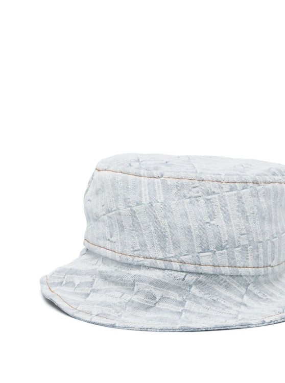 Shop Amiri Light Blue Texturized Bucket Hat In Cotton Denim In White