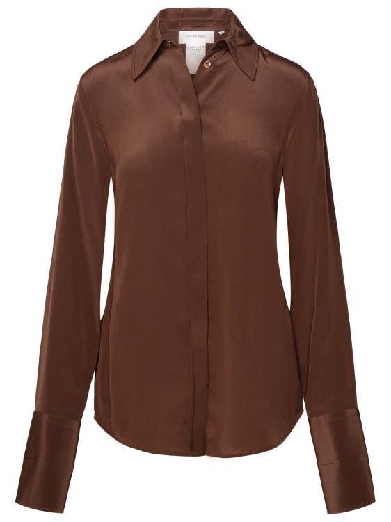 Shop Sportmax Lelia Brown Silk Shirt
