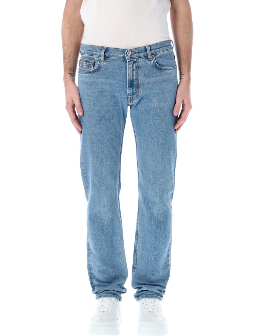 Shop Versace Slim-fit Jeans In Blue