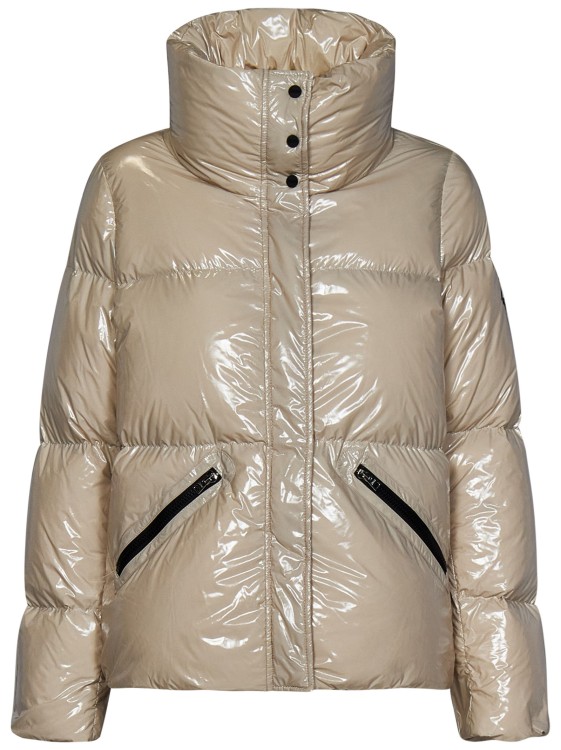 Herno Short Boxy-fit Gloss Fabric Bomber Jacket In Neutrals