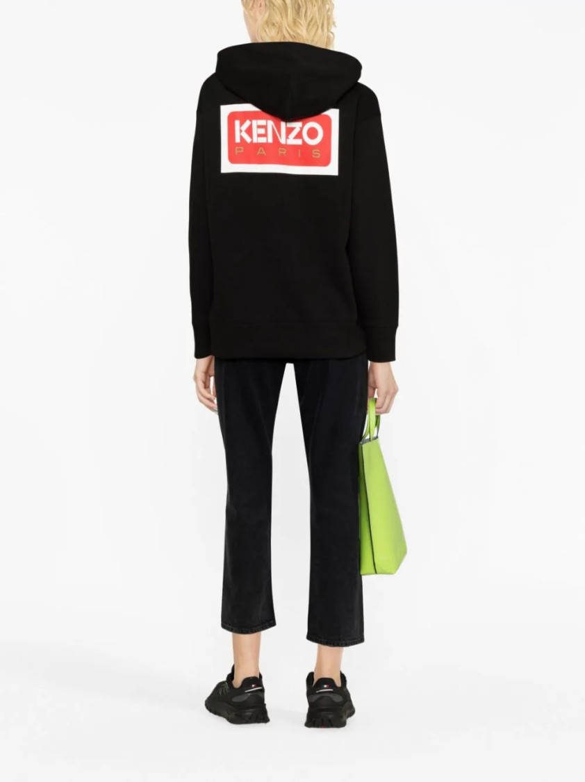 Kenzo Paris Oversized Cotton Hoodie In Black