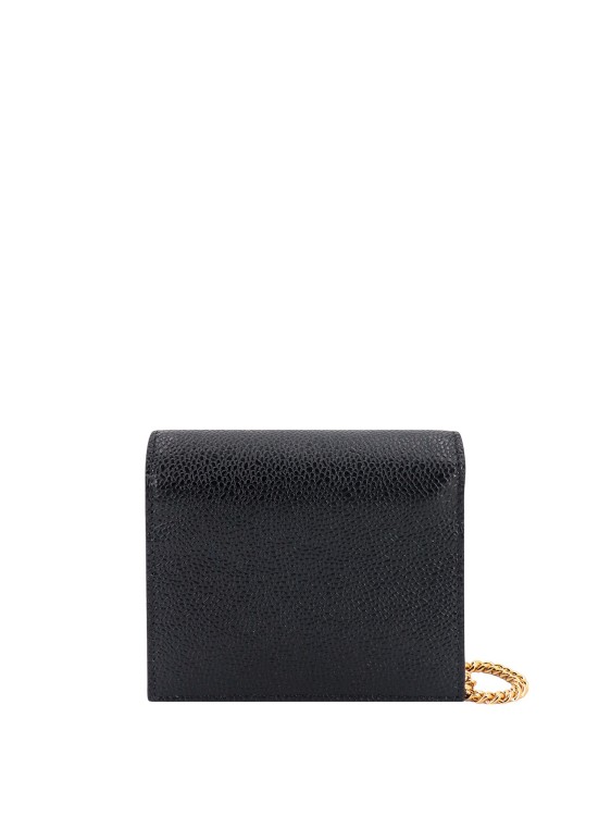 Shop Thom Browne Leather Card Holder With Removable Shoulder Strap In Black