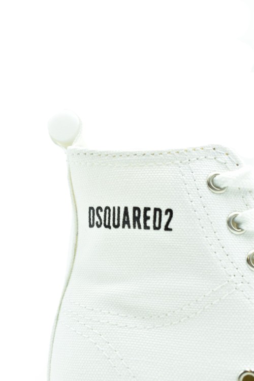 Shop Dsquared2 White Fabric Lace-up Sneakers