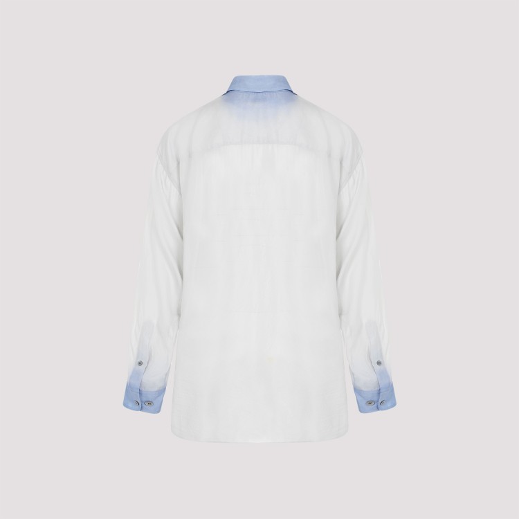 Shop Dries Van Noten Blue Silk Calander Shirt In White