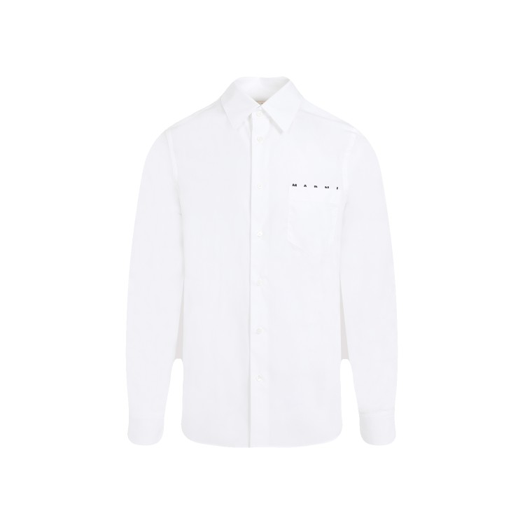 Shop Marni Long Sleeved White Cotton Shirt