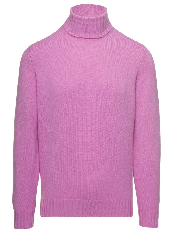 Gaudenzi Pink Turtleneck With Roll-collar In Wool And Cashmere
