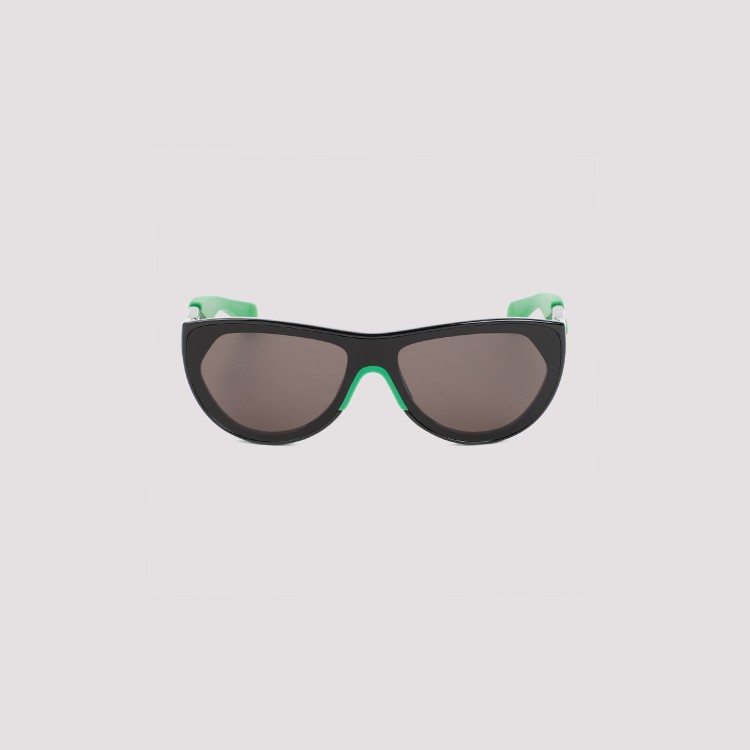 Shop Bottega Veneta Black And Green Acetate Sunglasses