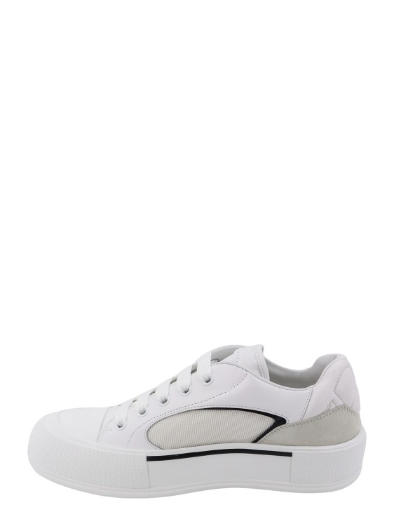 Shop Alexander Mcqueen Leather And Canvas Sneakers In White